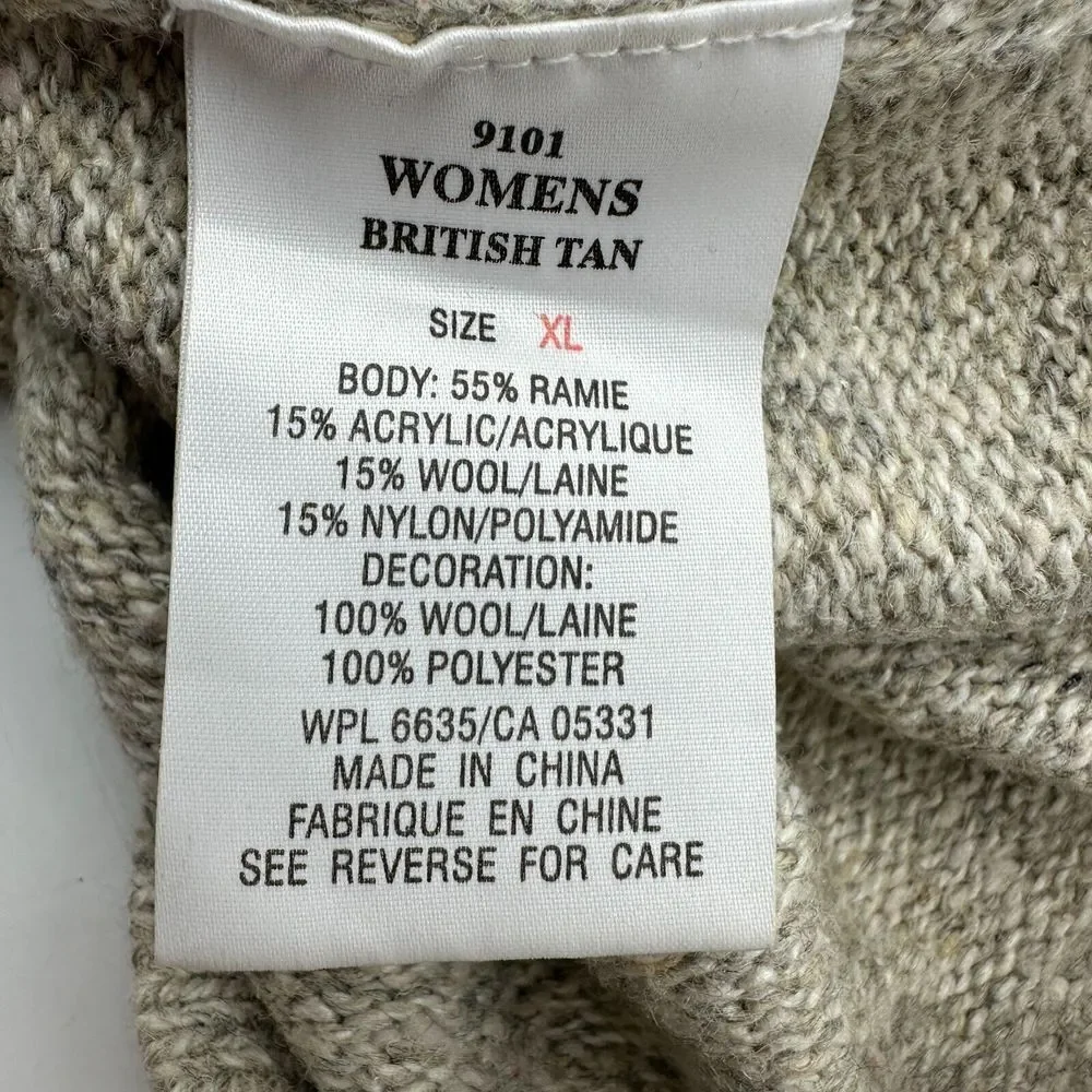Woolrich Casual Sweater Womens XL Beige Heather Mock Neck 1/4 Zip Long Sleeve‎